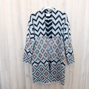 Dreamers Southwestern Cardigan M/L Geometric Chevron Longline Boho Oversized